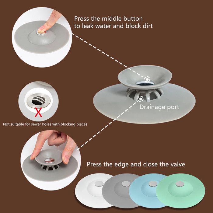 Penutup saluran air silicone/Bathtub drain sink water stopper /Penutup saringan wastafel cuci piring