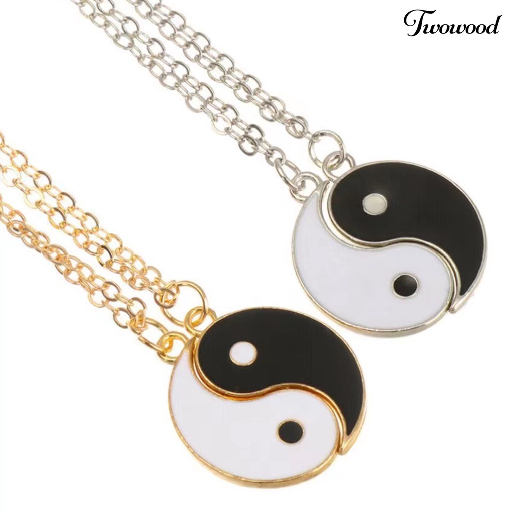 Kalung Liontin Tai Chi Bahan Alloy Tahan Karat Isi 1 Pasang Untuk Unisex