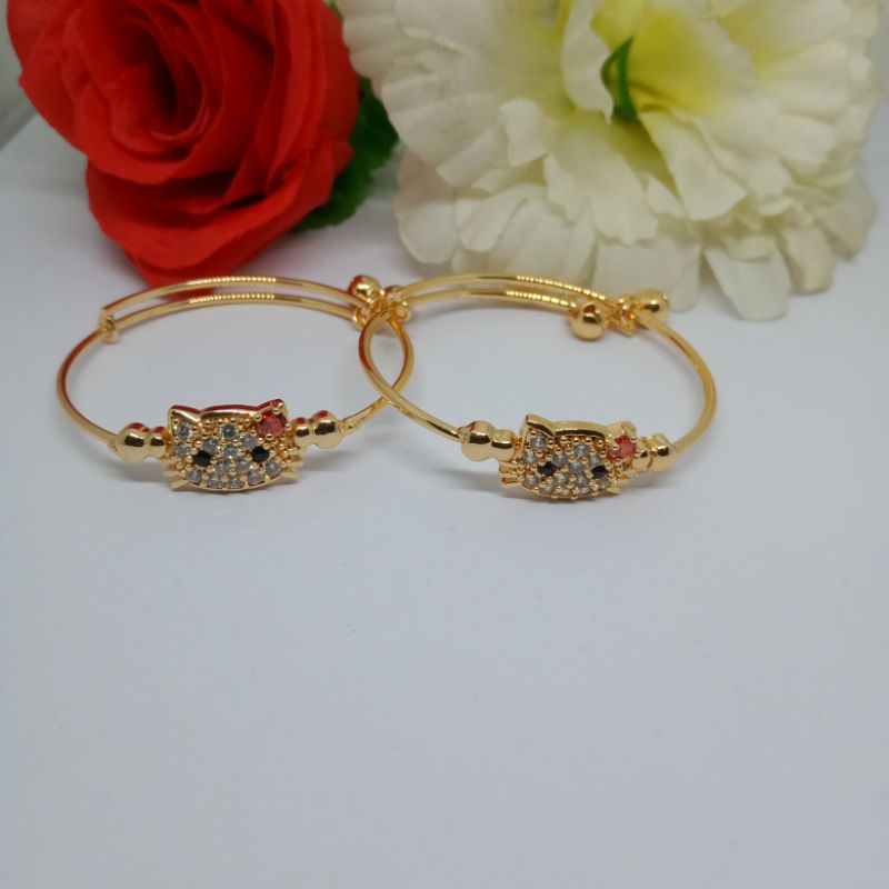 gelang tangan anak termewah motif hello Kitty 85,gelang titanium asli anti luntur anti karat,gelang perhiasan fashion anak terbaru, perhiasan mirip mas asli, perhiasan berlapis emas 24 k,