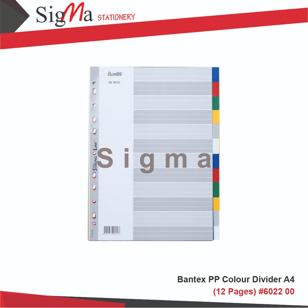 

Bantex PP Colour Divider A4 (12 pages) #6022 00