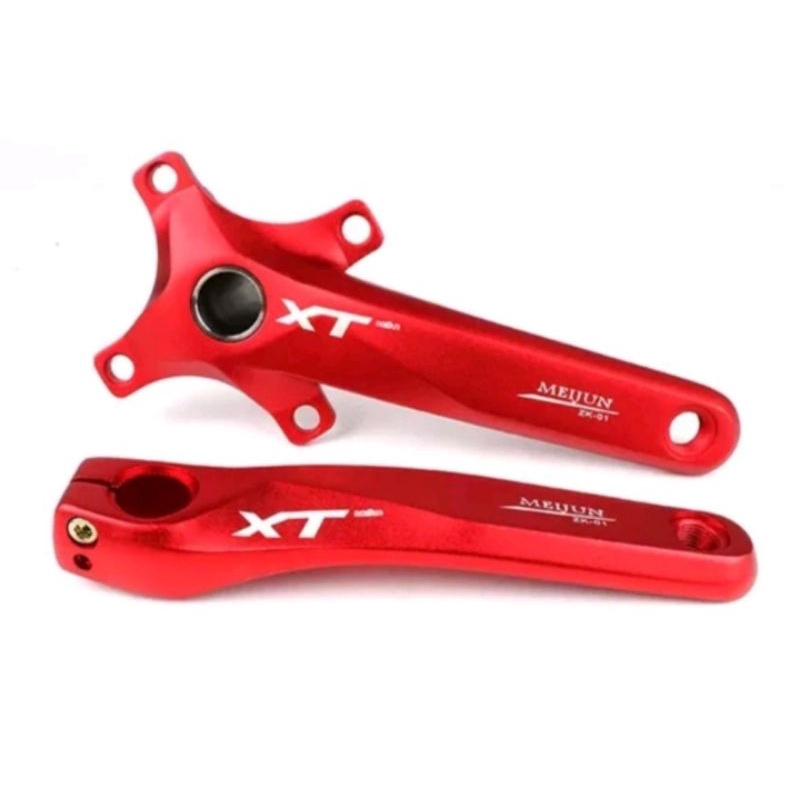 Meijun XT Crank Arm HT2 BCD 104 mm Crank Sepeda Hollowtech 2 Merah