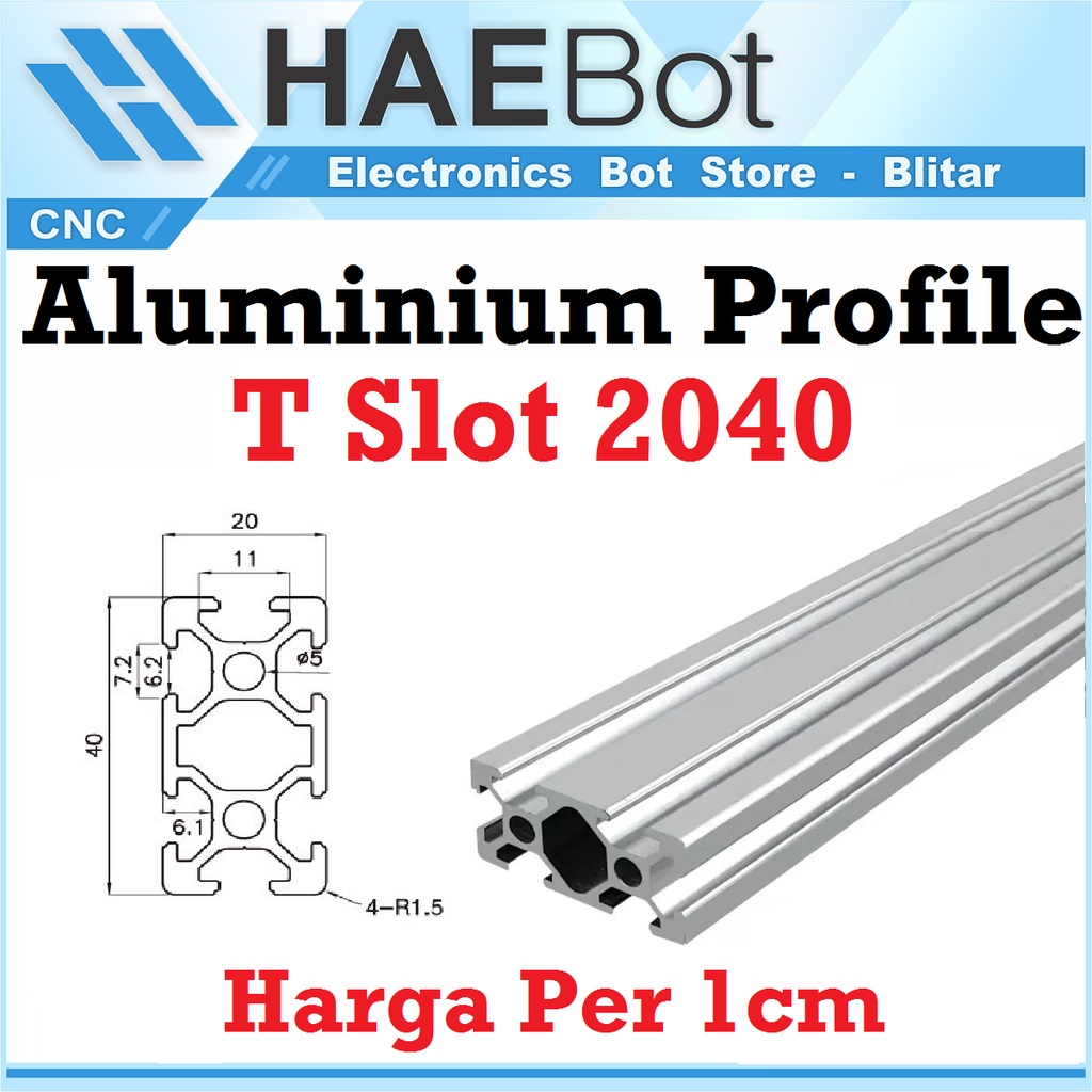 [HAEBOT] Aluminium Profile T Slot 2040 20x40 AP2040 Profil Frame CNC Extrusion Mini Kerangka Mekanik Series 20mm x 40mm 3D Printer 1cm