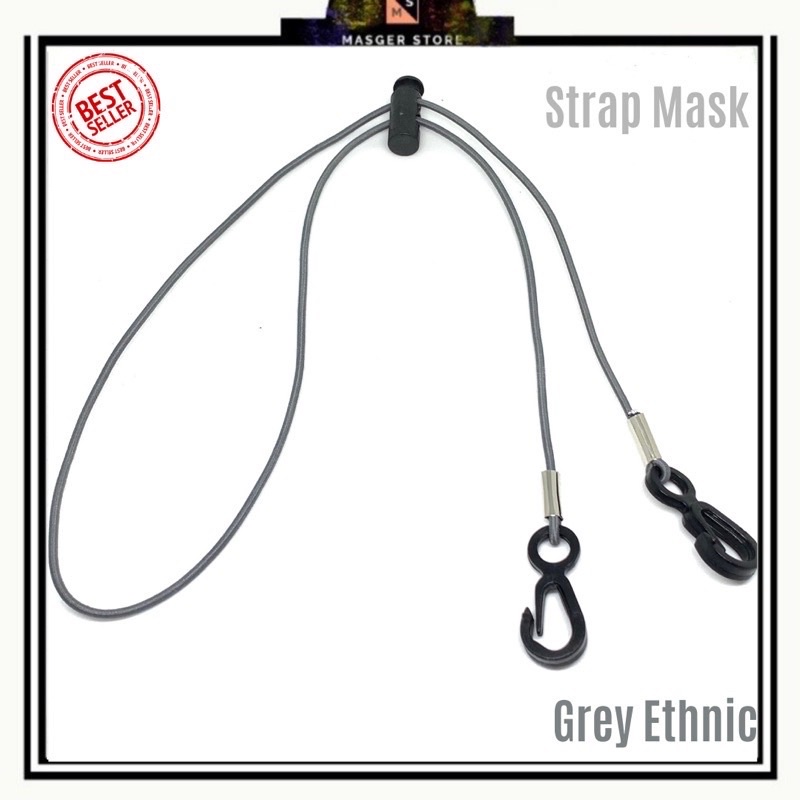 Kalung Masker Hijab 2in1 Strap Masker Elastis Stretchy Tali masker Kalung Strap Mask Hijab Strap Mask Premium-Grey Ethnic