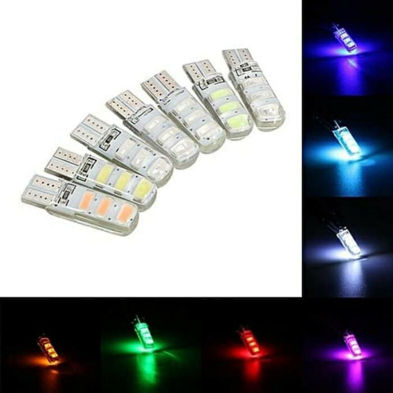 Lampu LED T10 GEL JELLY Sein Senja Mundur Lampu Tahan Panas Kedip 6 Titik