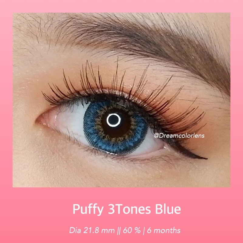 Softlens Puffy 3 Tones Gray / Brown / Blue / Abu / Coklat / Biru Normal Minus Beda Minus