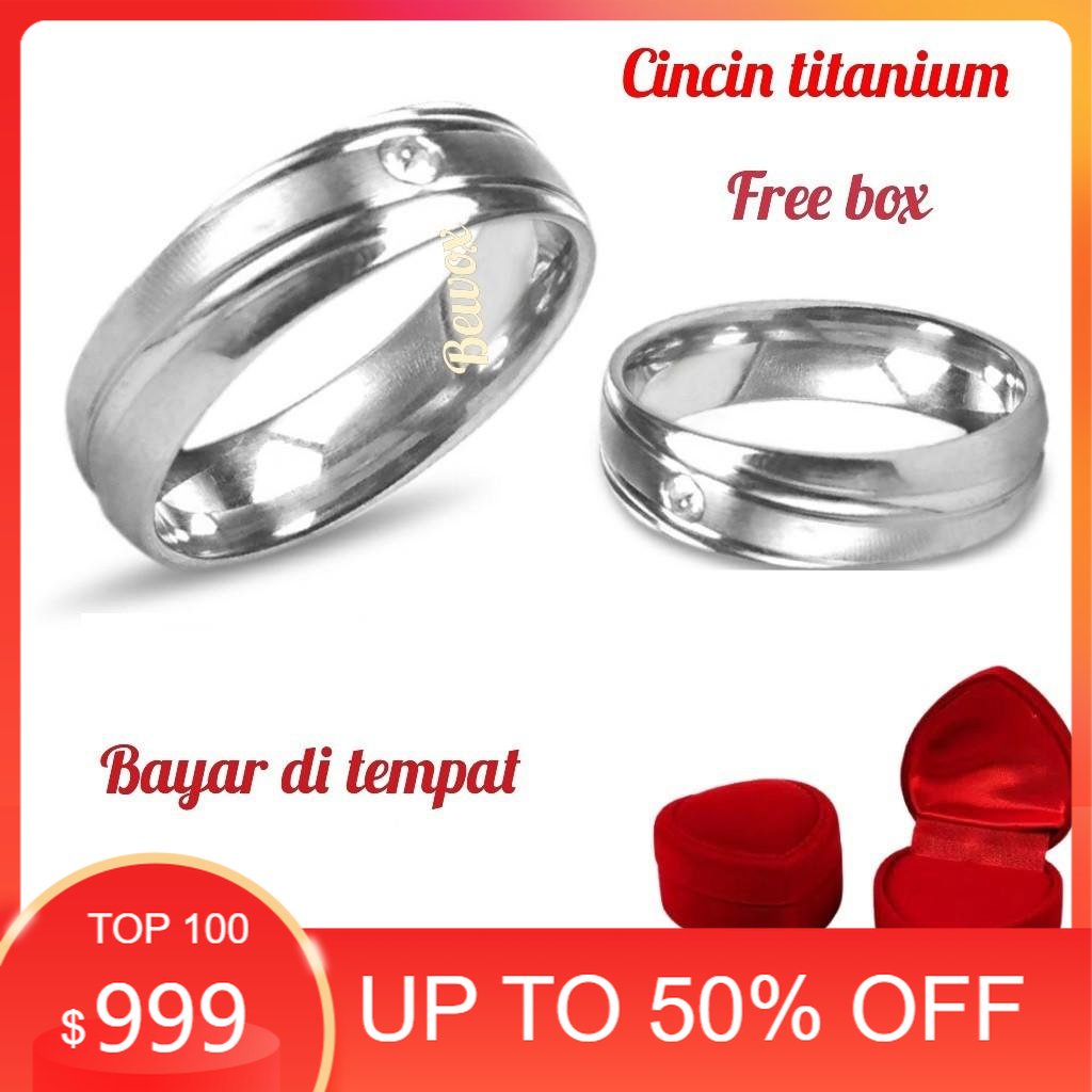 Cincin Couple / Pasangan untuk Tunangan / Nikahan dapat 2 Pc Titanium Stainless Steel