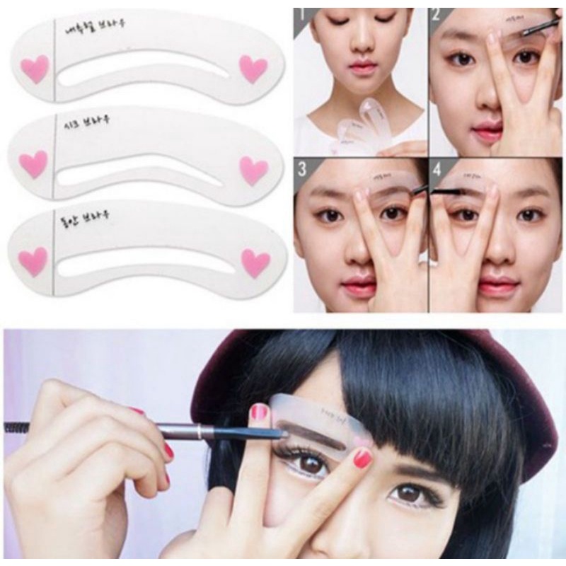 Cetakan alis 3 in 1 mini eyebrows cetak alis tempel