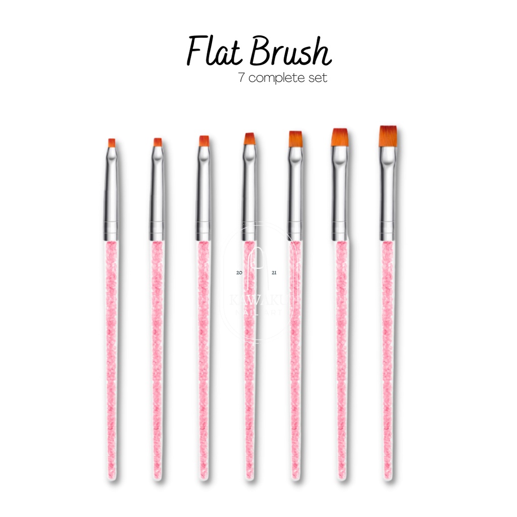 Brush Nail Art Flat Head Set 7 Size (NP-13)