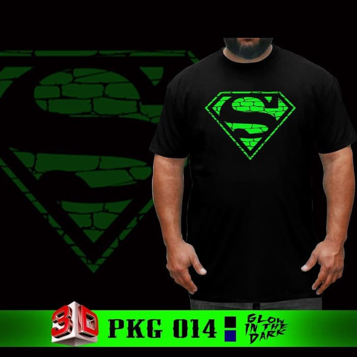 Kaos Tshirt Baju Glow In The Dark Big Size Superman Bata Jumbo Rhymes Import XL- XXXL