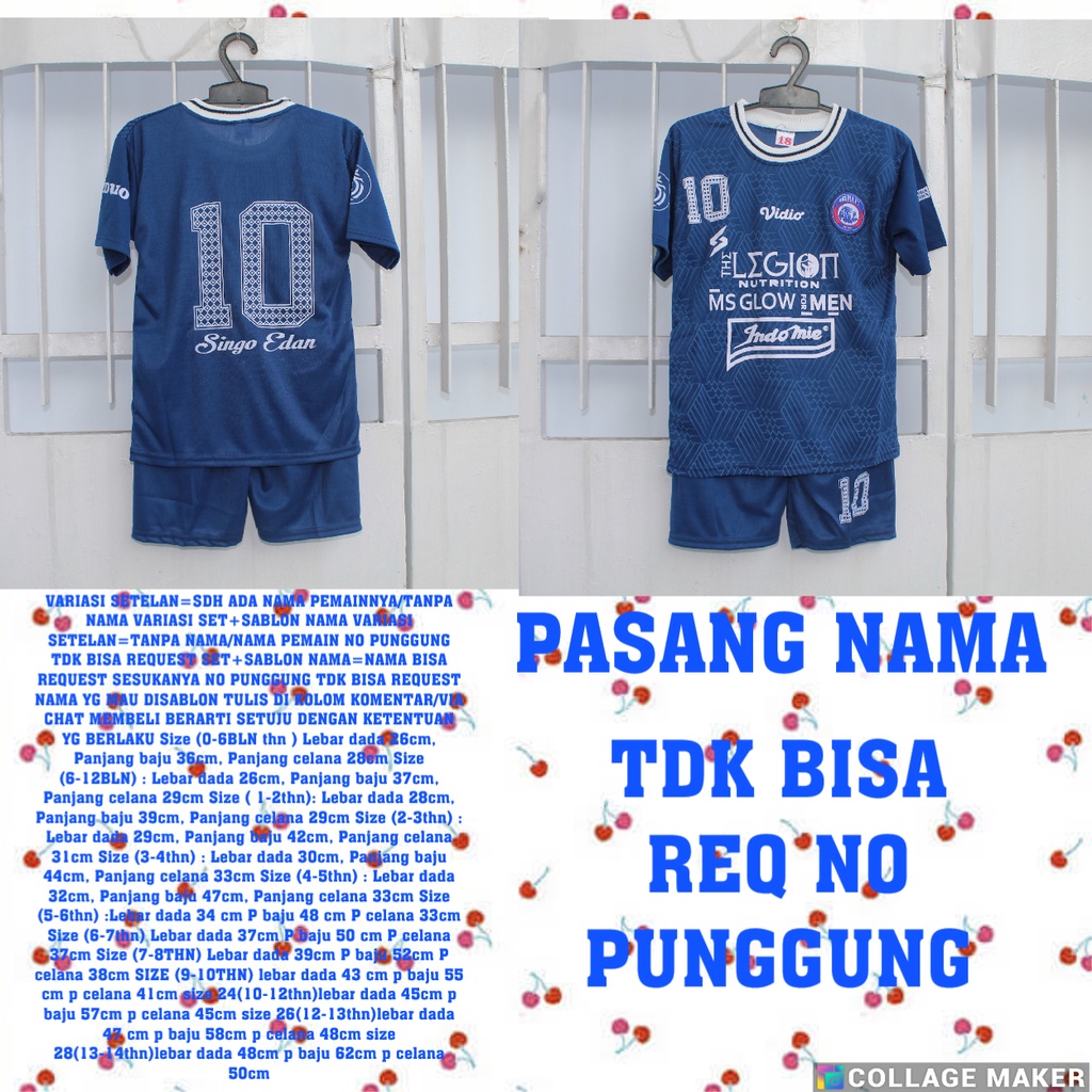 setelan baju bola anak arema malang usia 0-12thn