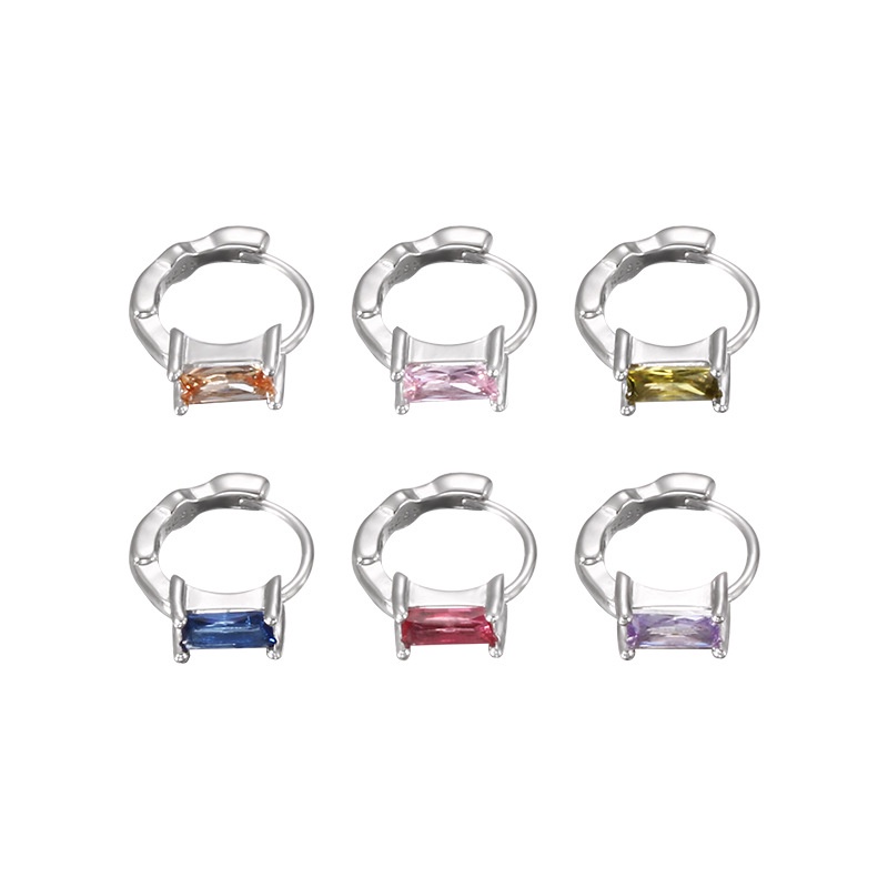 Anting Stud Hias Kristal Warna-Warni Gaya Korea Untuk Wanita