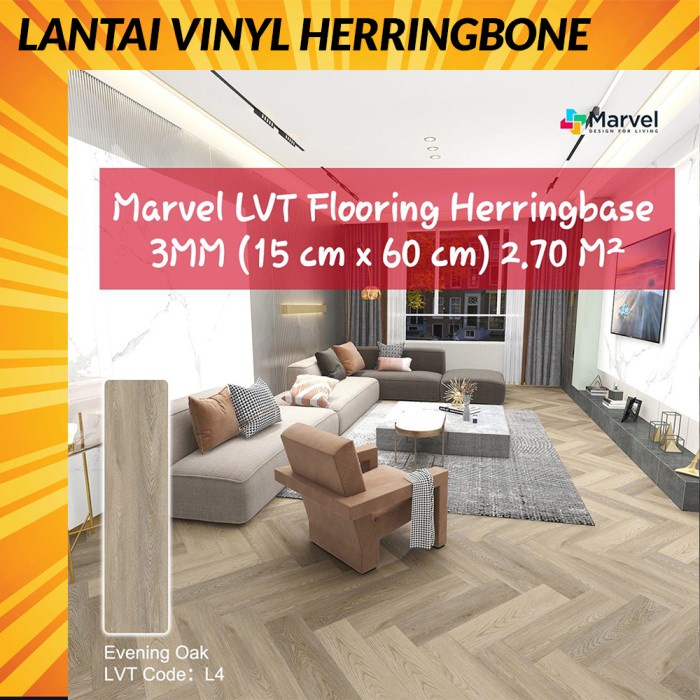 Lantai Vinyl Tile Model Herringbone MARVEL VINYL HERRINGBASE