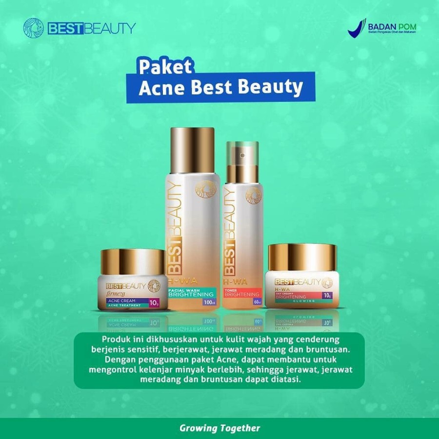 Best beauty skin care 1 paket cleansing toner day cream night cream perawatan brightening acne glowing anti aging