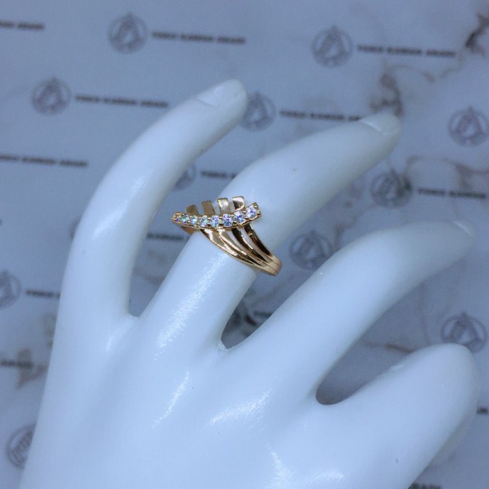 Cincin Xuping Gold Fashion Wanita Motif Permata Satu Dua Gelembung Perhiasan Wanita *26