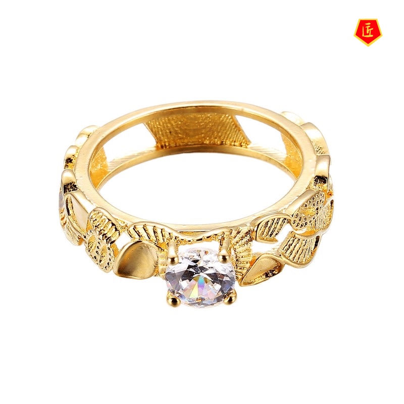 [Ready Stock]18K Gold Romantic Couple Ring Personality Creative