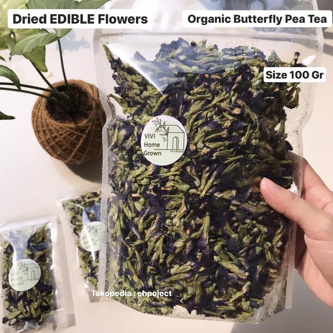 

(BISA COD) Dried EDIBLE FLOWER Organik Butterfly Pea Tea 100Gr Teh Bunga Telang BIG SALE Kode 567
