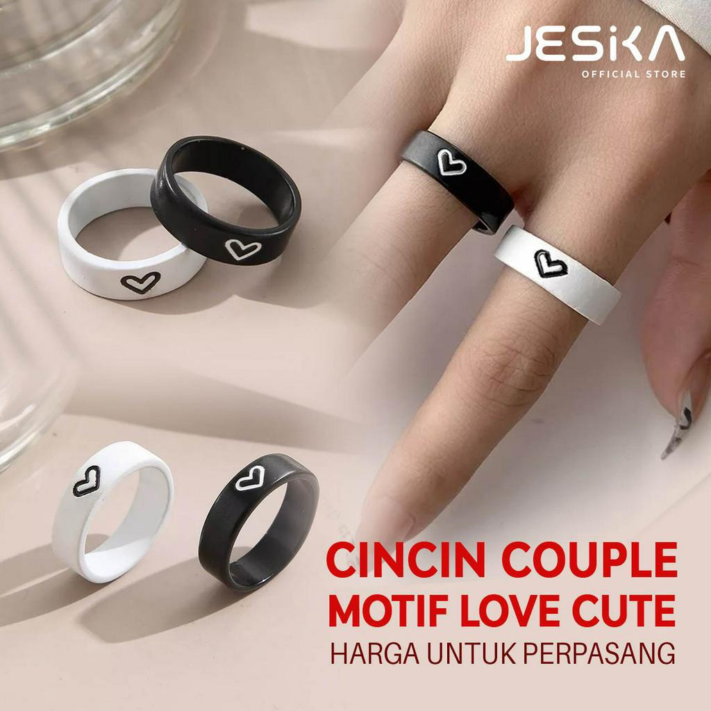 Cincin couple pasangan sama pacar bestie pria cowok wanita remaja dewasa unisex ootd fashion outfit estetik hitam putih gothic aesthetic unik keren love lucu