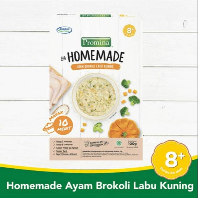 Promina 8+ Homemade Bubur Ayam Brokoli Labu Kuning / Bubur bayi/ Makanan bayi - 100gr