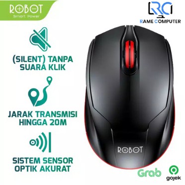 Mouse Wireless ROBOT M310 2.4GHz Silent Optical 1600DPI dengan Receiver USB untuk PC Laptop Original