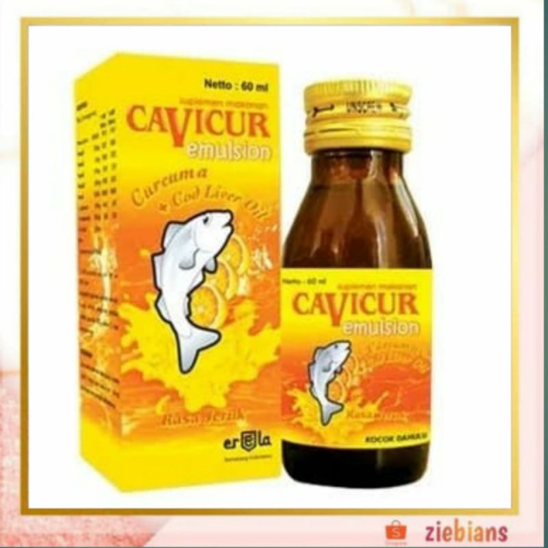Cavicur Emulsion syrup 60ml,Vitamin minyak ikan Cod liver untuk anak anak ,Vitamin anak untuk Nafsu 