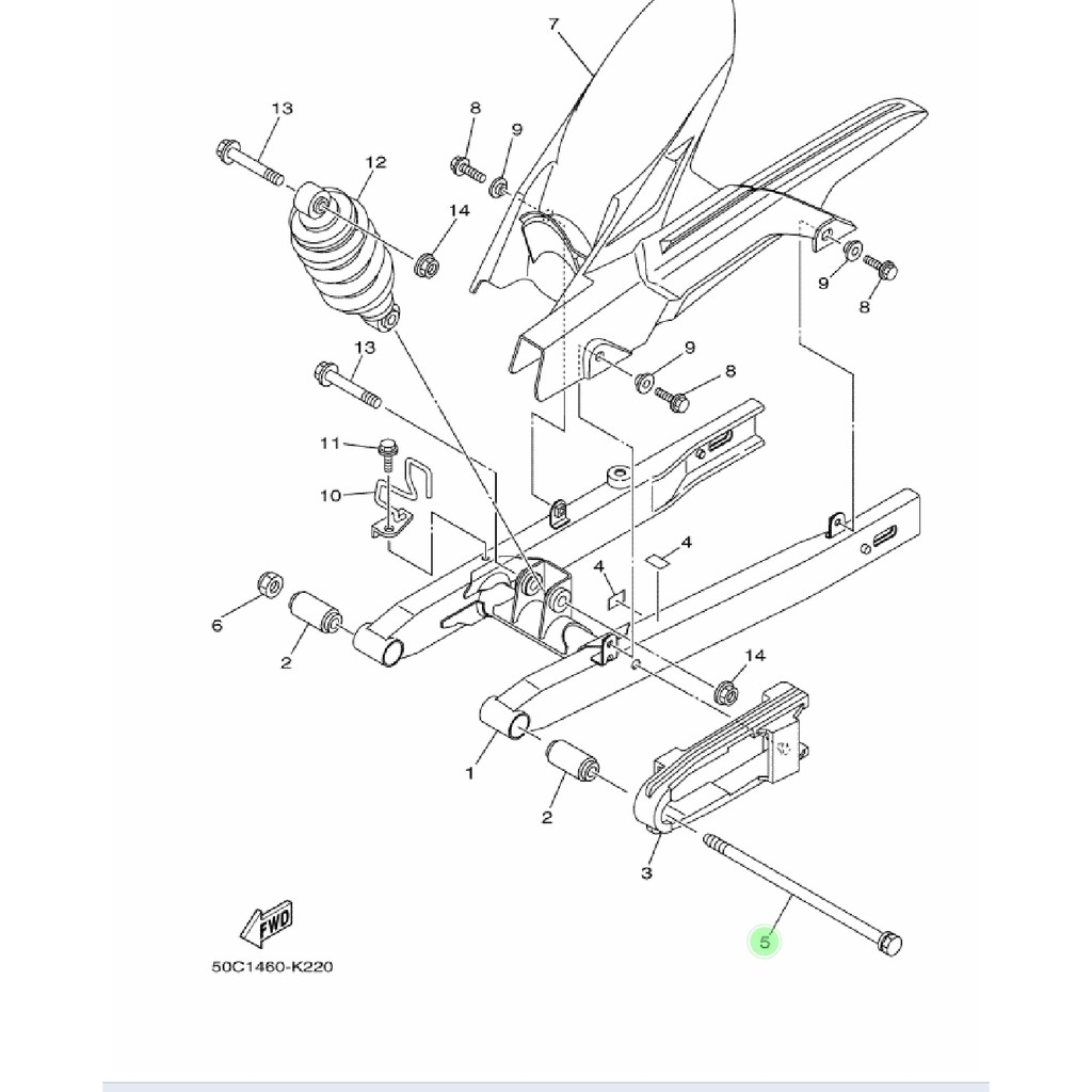 SHAFT PIVOT AS TENGAH SWING ARM FORK SASIS JUPITER MX 135 NEW NJMX ORIGINAL YGP 50C-F2141-00