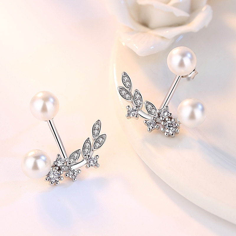 925 Perak Anting-Anting Wanita Anting-Anting Daun Perhiasan Fashion EH00014