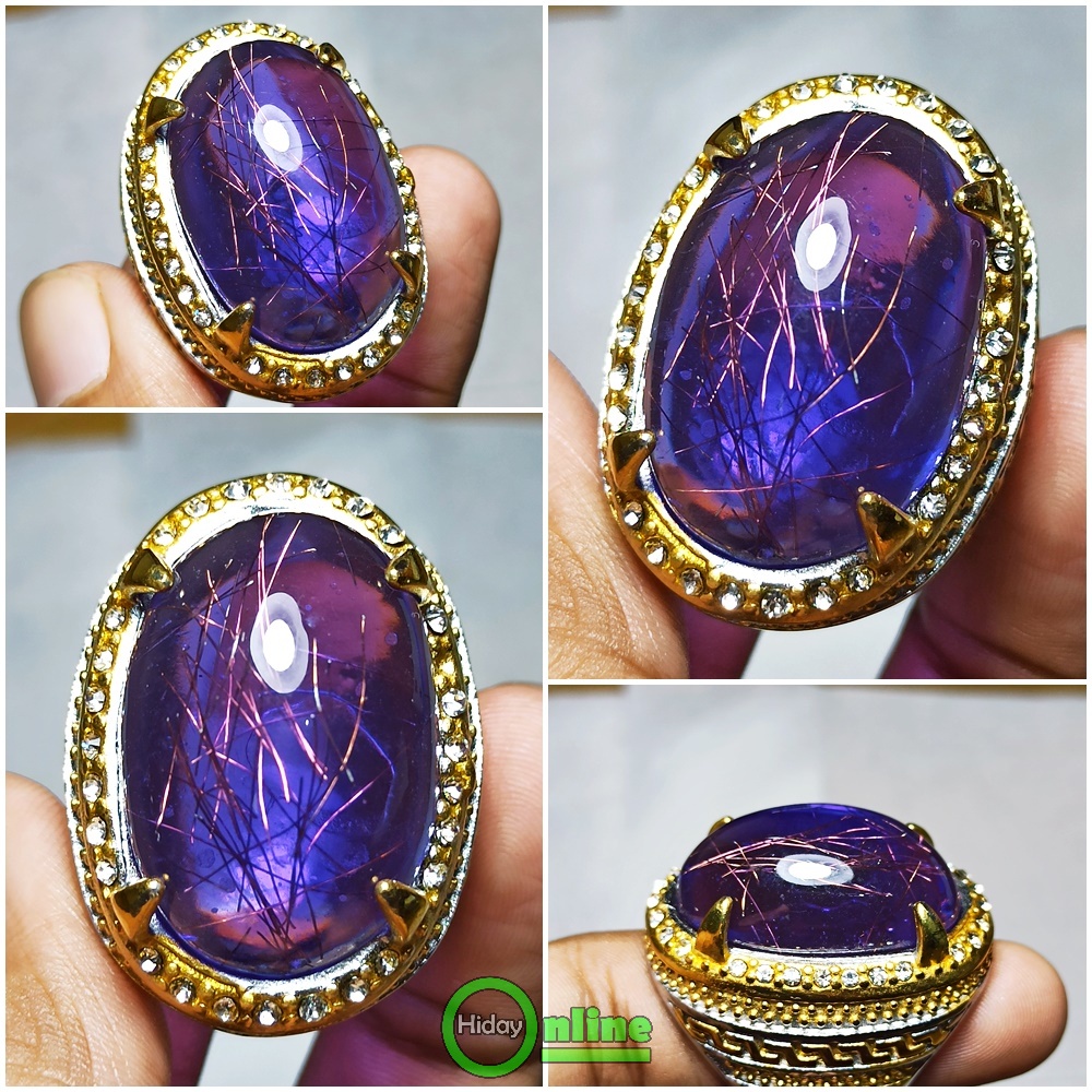 CINCIN BATU AKIK KECUBUNG SERAT EMAS CHATAM BIG SIZE