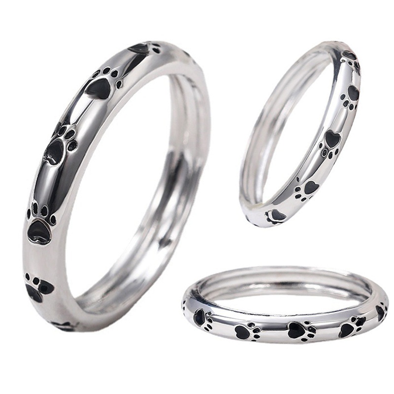 Fancyqube 925 Sterling Silver Stackable Dog Cat Footprints Finger Rings For Women Wedding Ring Jewelry Valentine's Day