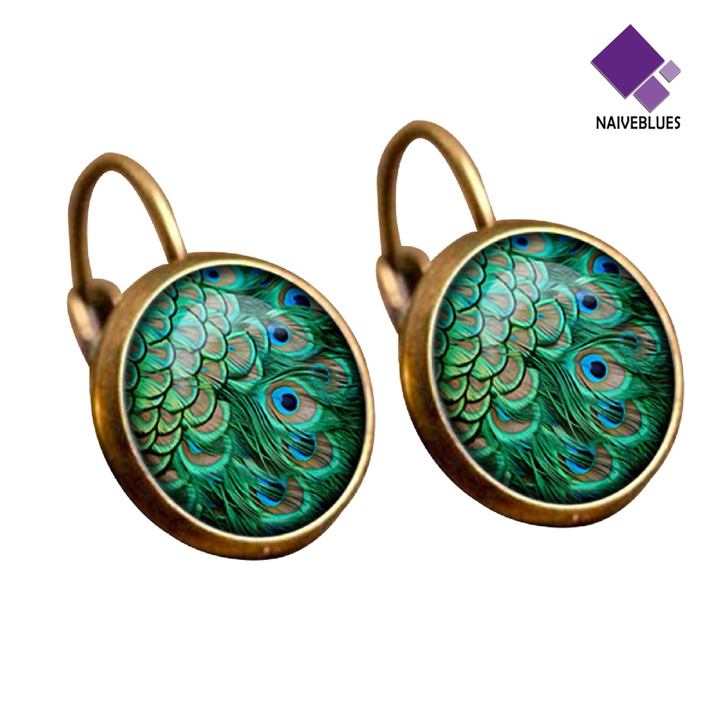 1 Pasang Anting Kaca Cabochon 2 Warna Untuk Hadiah