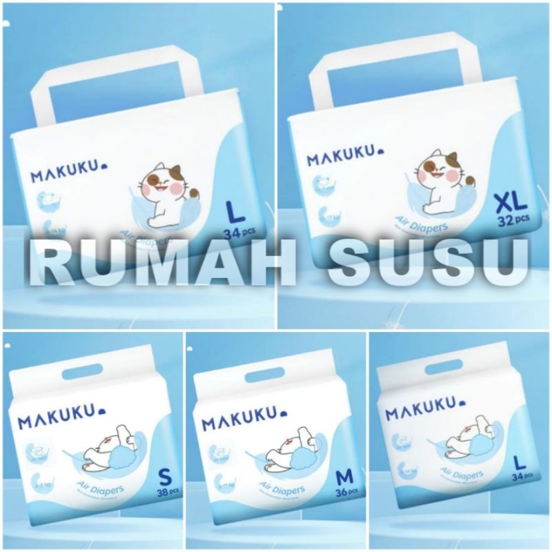 Makuku Air Diapers Tape S M  dan Pant M L XL XXL kemasan SLIM