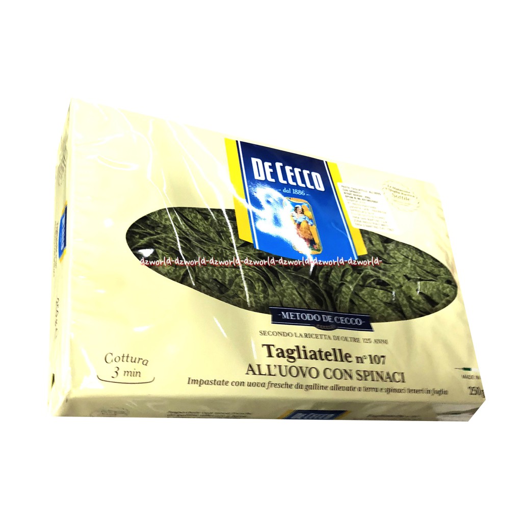 De Cecco Tagliatelle No 107 250gr All'uovo Con Spinaci Mie Pasta Mengandung Bayam Mi Pasta Instan Dececco Dececo