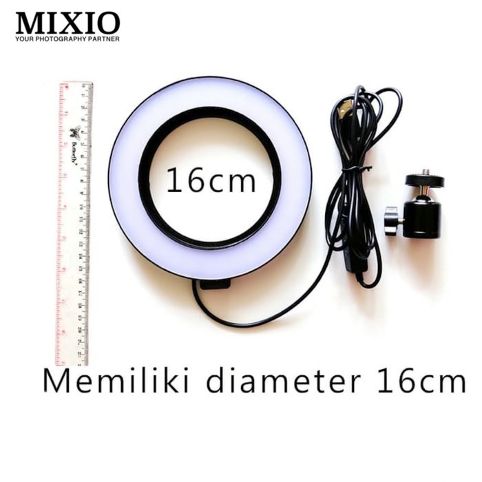 RingLight 16 MIXIO For Selfie Vlogger Livestreamer Plus Tripod Lipat