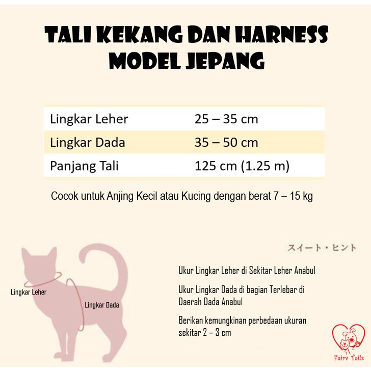 Tali Tuntun Tali Kekang dengan Harness Jepang Kucing Anjing Pita | Ribbon Pet Cat Dog Leash