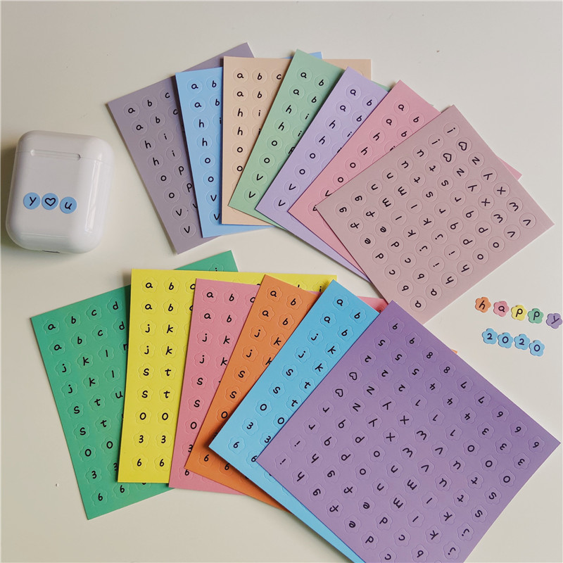 Colorful and lovely alphanumeric stickers ins hand curtain decoration material label sticker