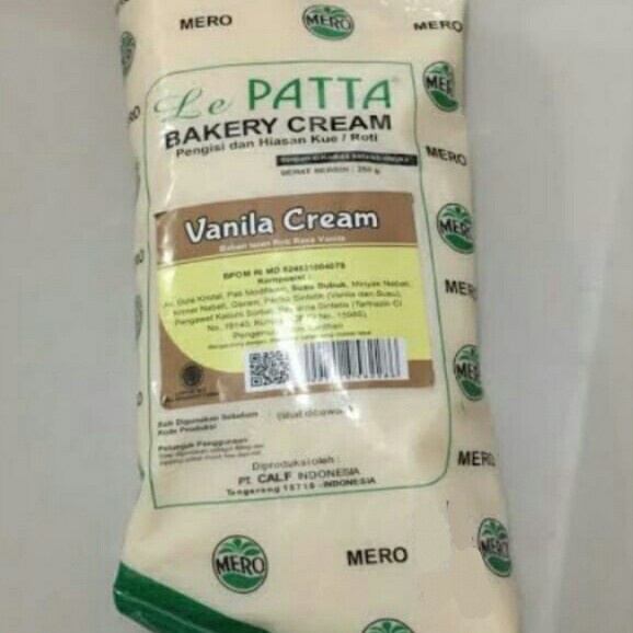 

Krim- Mero Le Patta Bakery Cream Vanila Flavour Cream Filling Kue Sus 250 Gr -Krim.