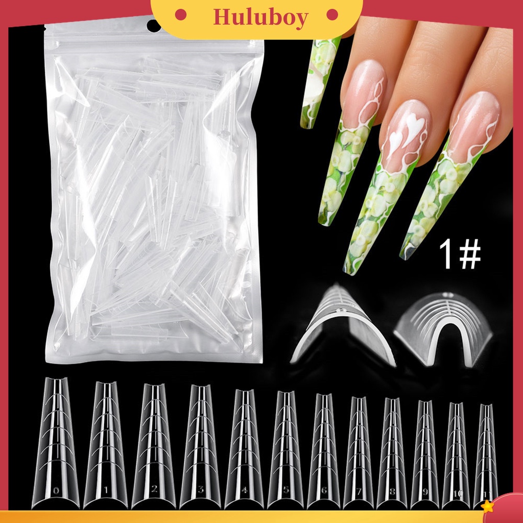 Huluboy Huluboy♡ 120pcs / Set Kuku Palsu Extension Transparan Untuk Manicure