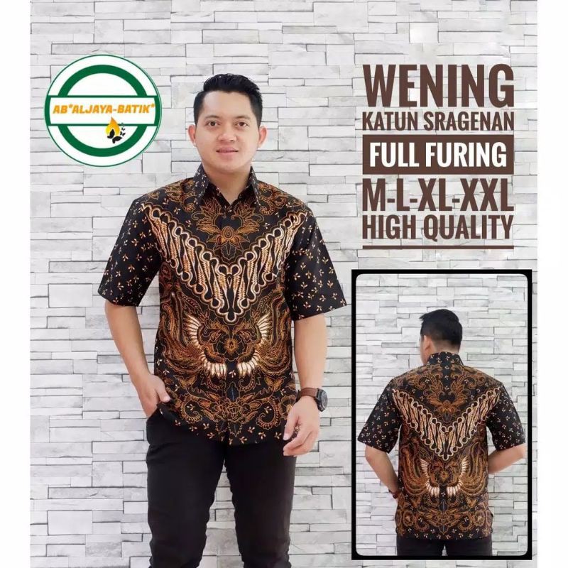 WENING Kemeja Batik Pria Full Furing by Aljaya Batik