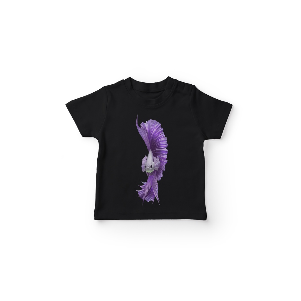 GKAHGAP2045 Kaos Anak Branded Motif Ikan Cupang Halfmoon Ungu Full Print Anak Lengan Pendek Bahan Co