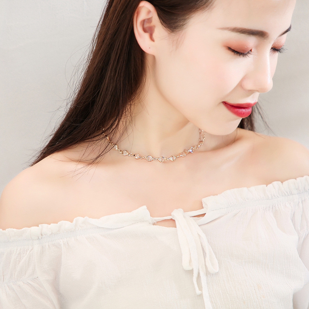 Kalung Rantai Model Choker Bahan Akrilik Warna Transparan untuk Wanita