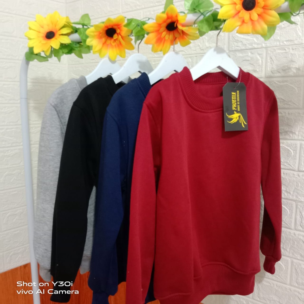 JAKET SWEATER ANAK LAKI-LAKI DAN PEREMPUAN 5 SAMPAI 8 TAHUN JAKET CREWNECK SWEATER ANAK POLOS