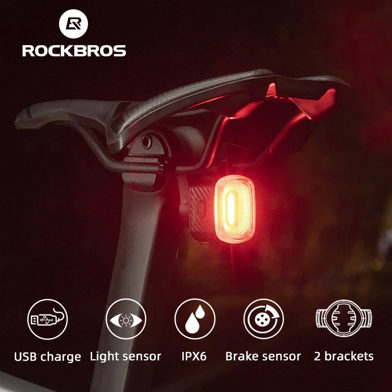 Rockbros Q4 Lampu Belakang USB Smart Tail Light Brake Sensor Waterproof