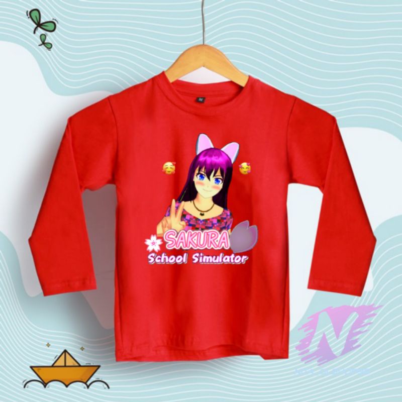 sakura school simulator Kaos anak lengang panjang kaos sakura