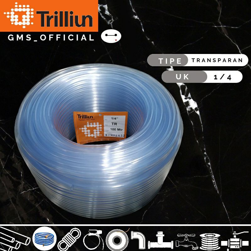 Selang Air Trilliun Transparan 1/4" |Selang Air | Selang Aquarium | Selang Timbangan(Harga Permeter)
