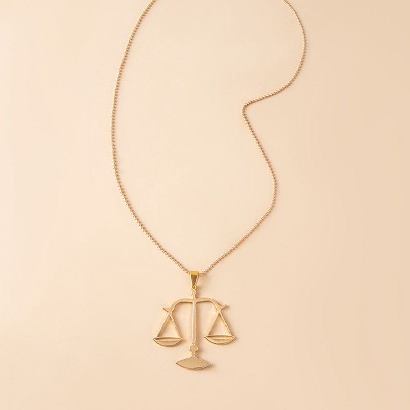 Fancyqube Kalung Liontin Skala Libra Hias Kristal Berlian Imitasi Warna Emas Gaya Hip Hop Punk Rock