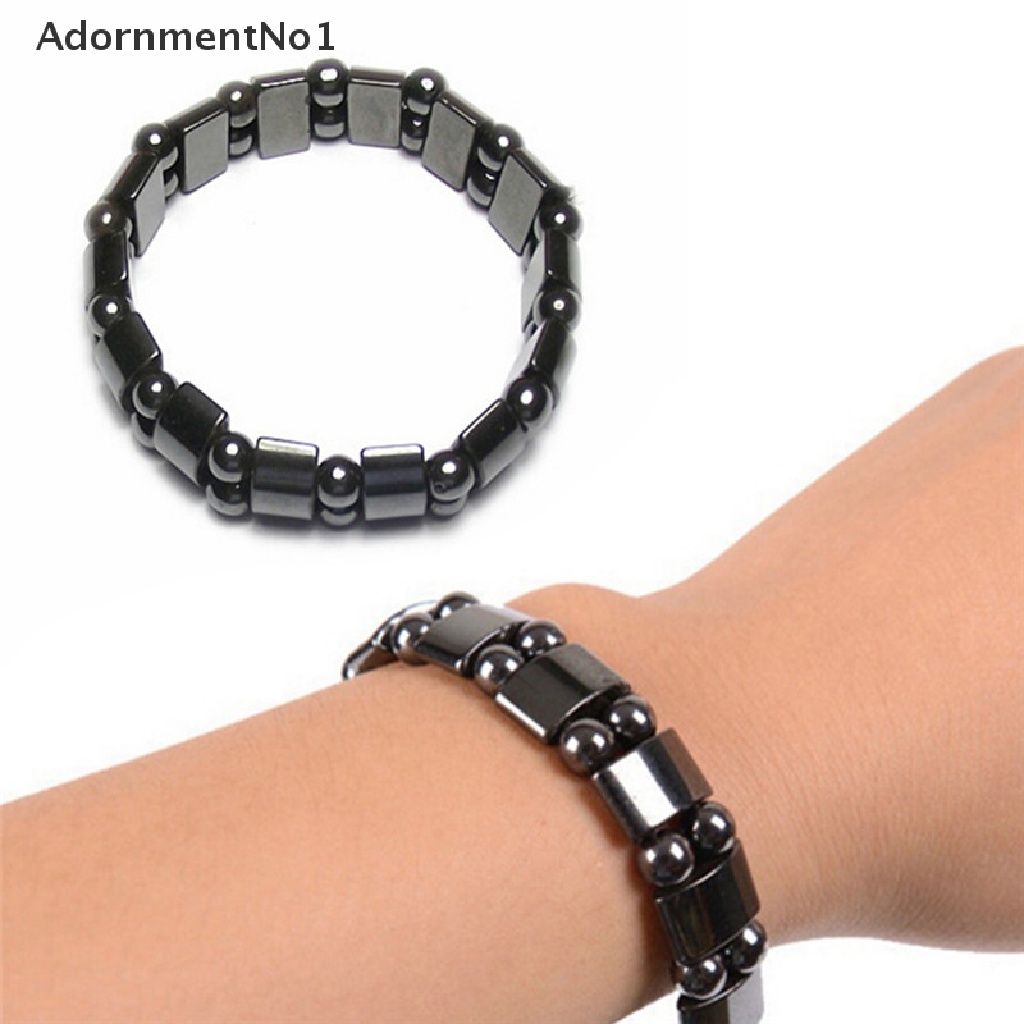 (AdornmentNo1) Gelang Tangan Batu Hitam Bulat Magnetik Untuk Terapi Kesehatan / Menurunkan Berat Badan