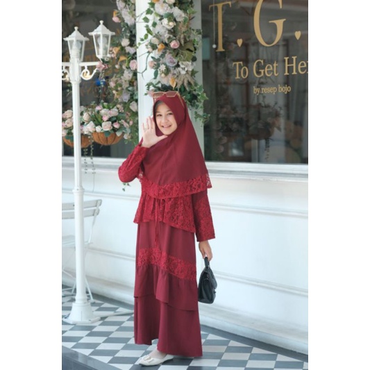 Gamis brukat anak umur 10-12 tahun