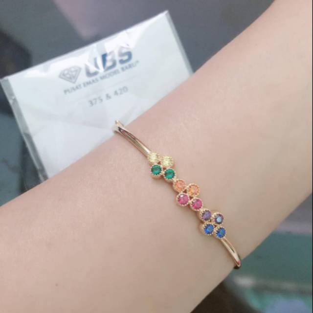 Gelang bangle rainbow flower kadar 375