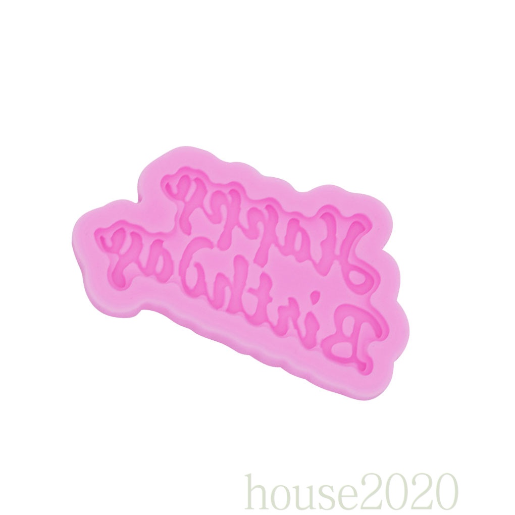 (House2020) Cetakan Kue / Jelly / Cokelat Bentuk Huruf Happy Birthday 3d Bahan Silikon