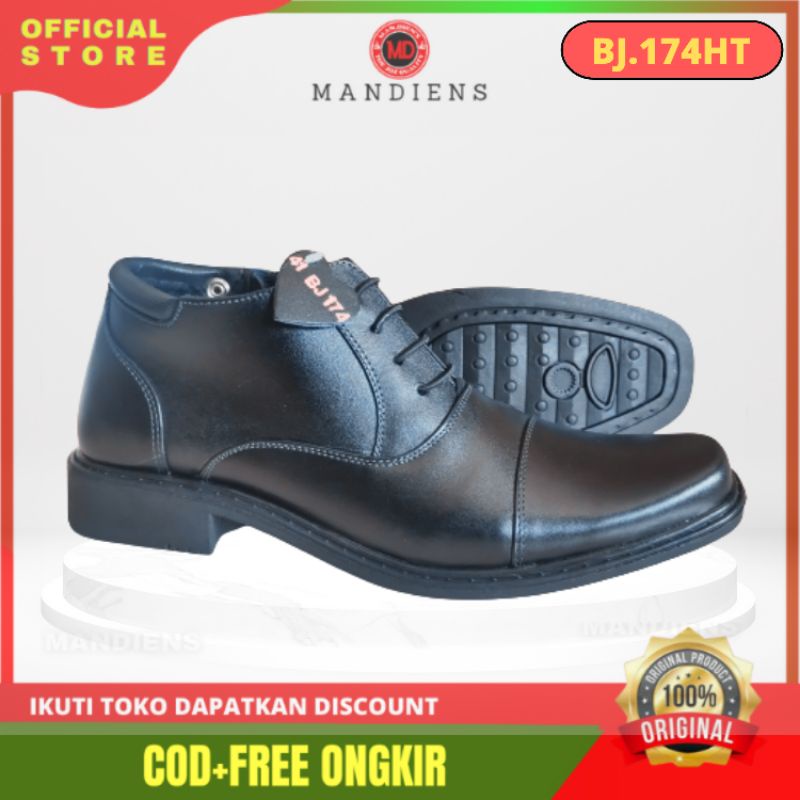 Mandiens - Sepatu Pantofel Pria Pdh Polri Polisi TNI Security Satpam Resleting Tali Hitam Cokelat Marun untuk Dinas Harian Pantofel Cowok Formal Kerja Pesta Bahan Kulit Asli Terbaru Kualitas Premium Original Branded MEDALI BJ174