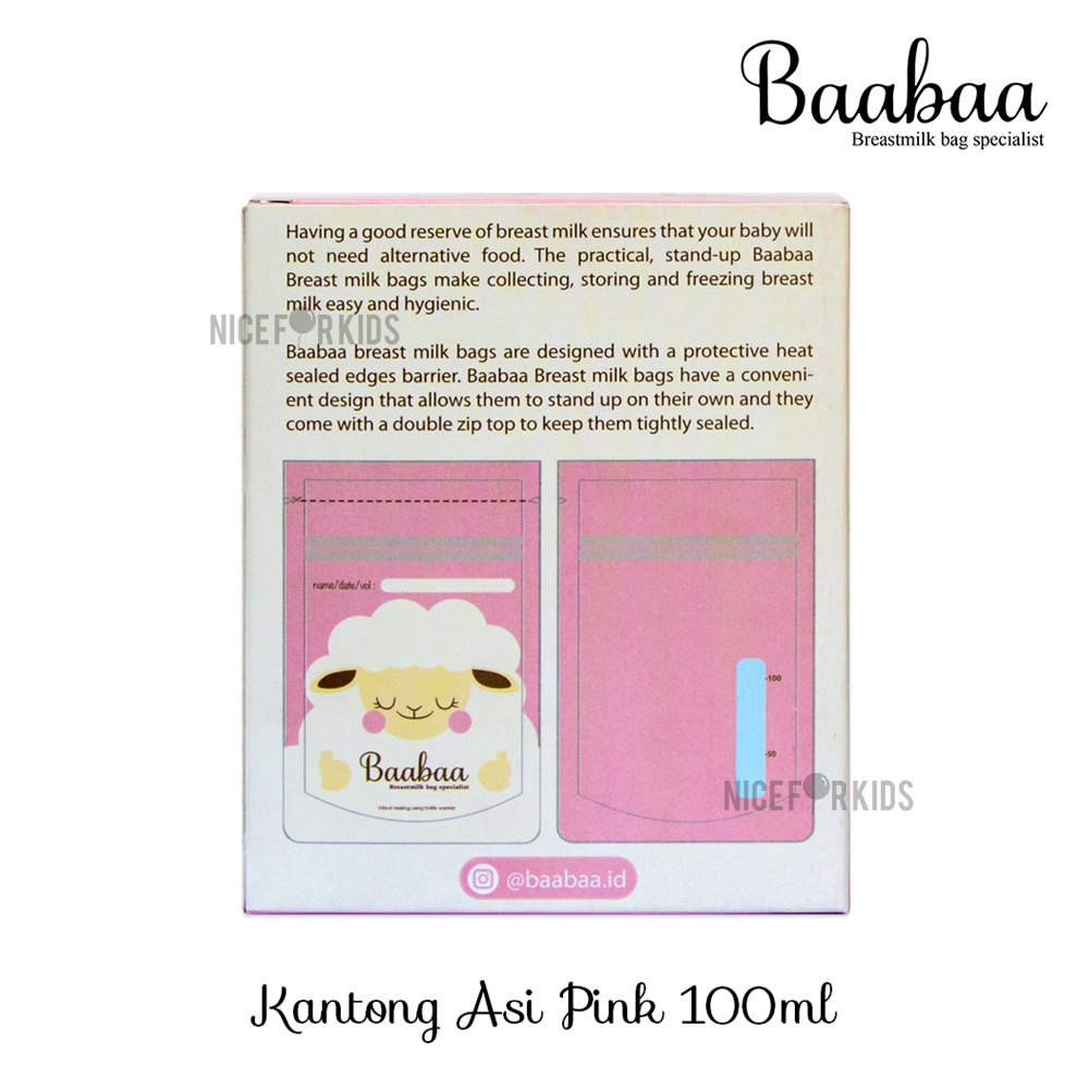 BaaBaa Breastmilk Storage Plastik Kantong Asi 100ml Kantung Plastik Penyimpanan Asip Murah BPA Free